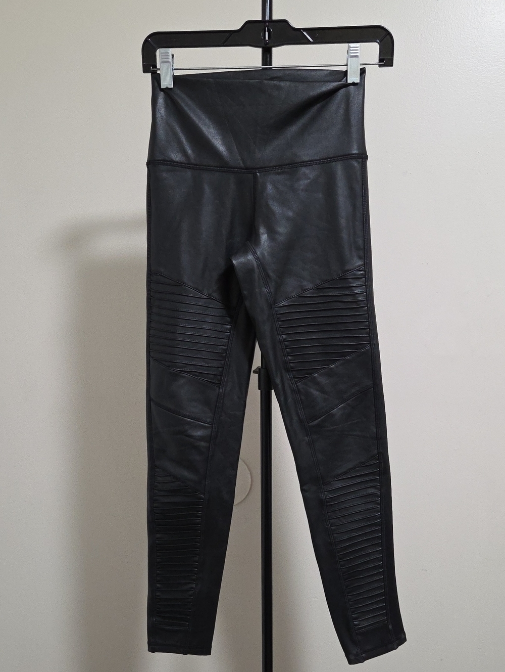 7 For All Mankind Black Moto-Style Faux Leather Jeggings
